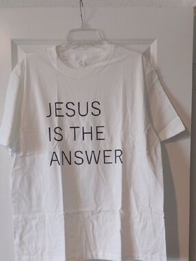 White Graphic Tee "Jesus Is The Answer"